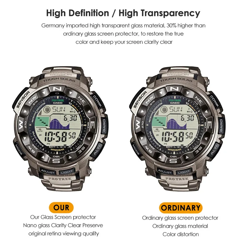 Защитный закаленное Стекло для Casio prw-2500 Экран протектор Ультар Ясно