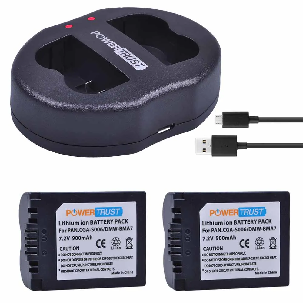 2Pack 2x CGA-S006 DMW-BMA7 батареи и зарядное устройство для Panasonic Lumix DMC-FZ7, DMC-FZ8, DMC-FZ18, DMC-FZ28, DMC-FZ30, DMC-FZ35 - Цвет: 2Pack