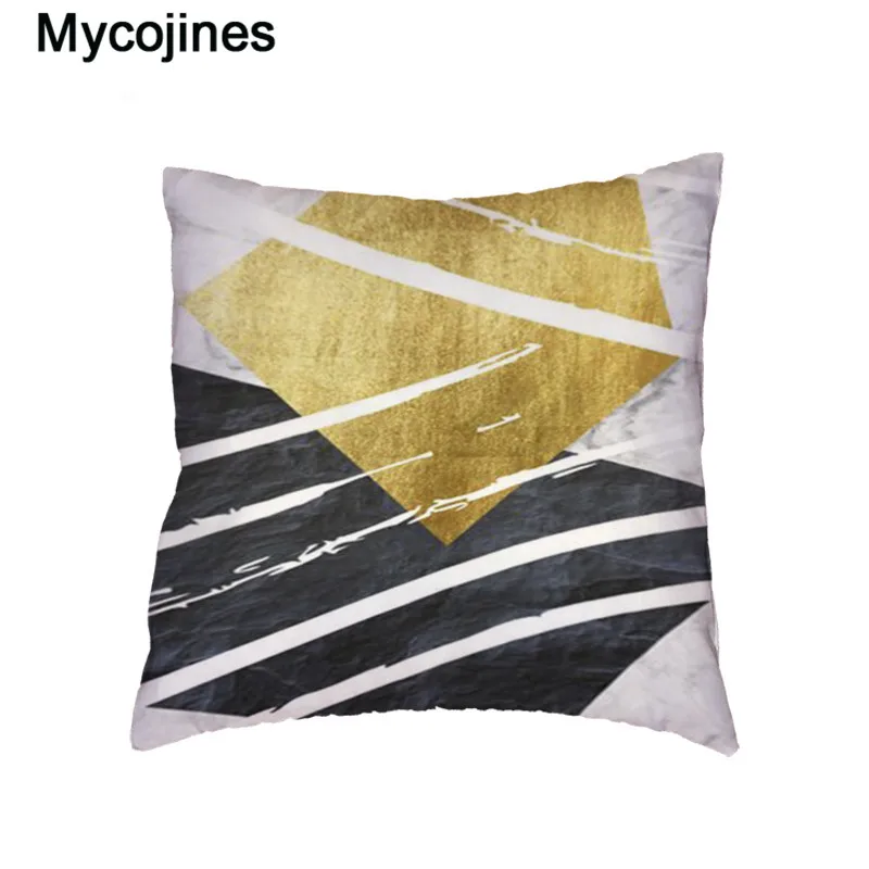 Golden Luxury Marble Cushion Cover Polyester Peach Skin Throw Pillows Covers Office Seat Home Couch Chair Decorative Pillowcase | Дом и сад