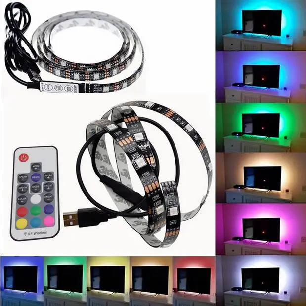 Светодиодная лента USB 5050 RGB 60 светодиодов/м с 17 кнопками радиочастотный