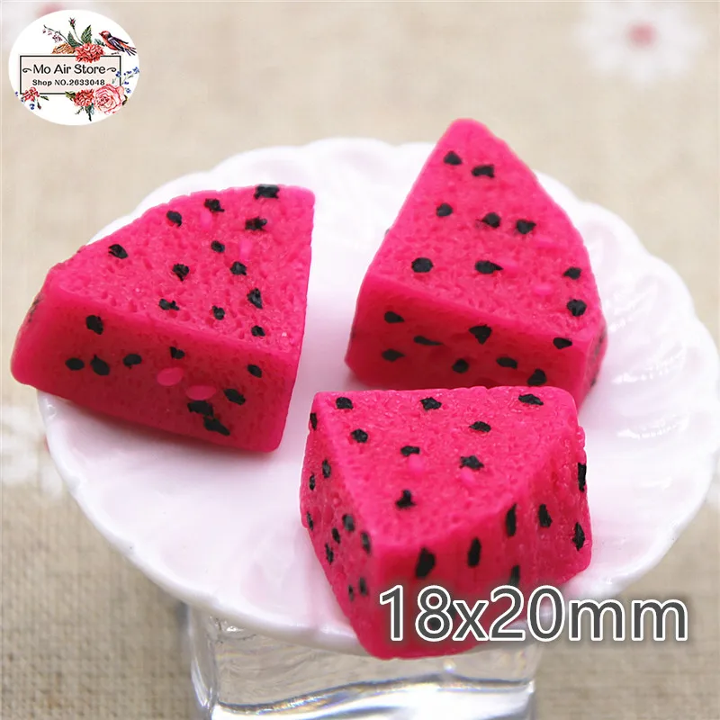 

hot pink dragon fruit 10PCS 3D Resin Flatback Cabochon Miniature food Art Supply Decoration Charm Craft
