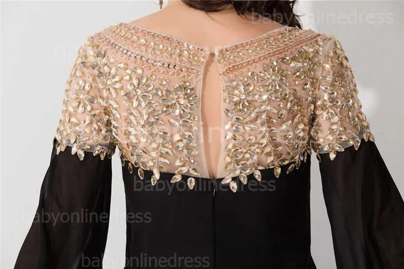 Черное мусульманское шифоновое вечернее платье Ближнего Востока с длинным