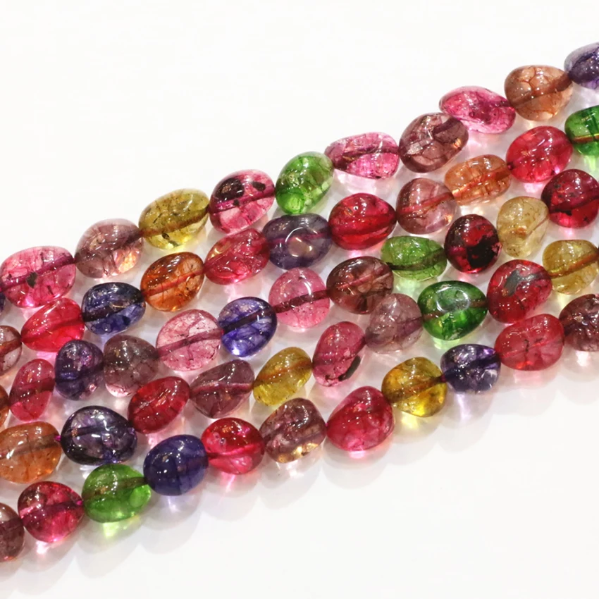 

Wholesale Synthetic Crystal Tourmaline Freeform Irregular Shape Multicolor Stone 10mm Jewelry Making Loose Beads 15inch B3285