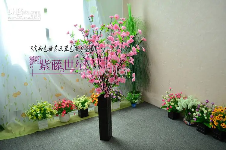 

128CM Length Artificial Branches Of Peach Cherry Blossom Silk Flowers for Christmas Ornament wedding Party Decorations supplies