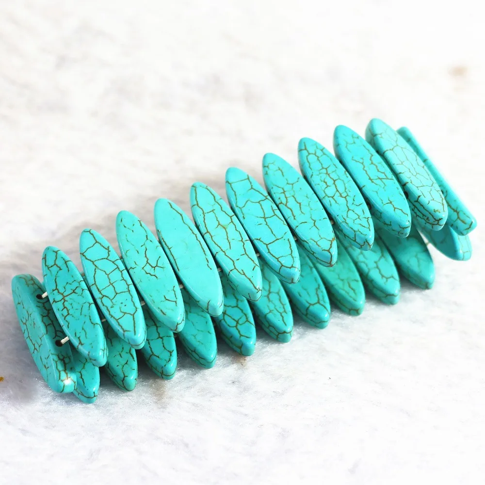Бирюзовые бусины из голубого камня 8 х30 мм плоский конский глаз для браслета