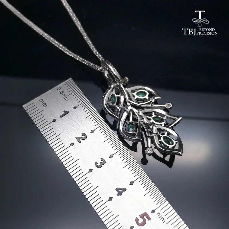 TBJ 100% натуральный Замбия 1ct изумруд подвески из стерлингового серебра 925 пробы с