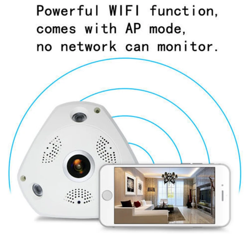 JCWHCAM 1280*960 360 градусов рыбий глаз панорамная камера HD Беспроводная VR панорама ip