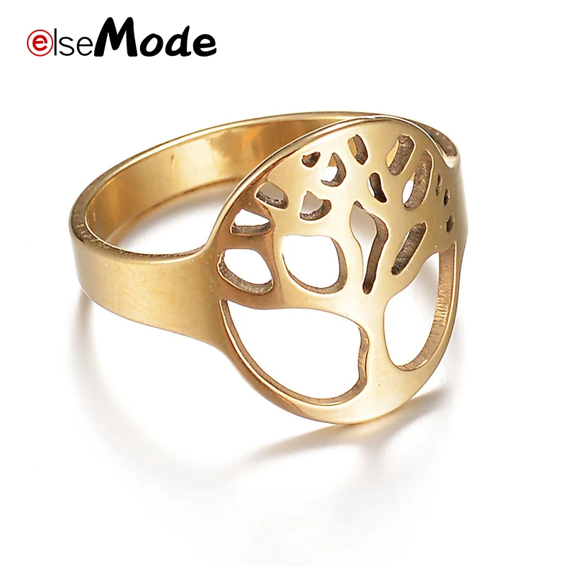 ELSEMODE трендовые Простые полые кольца с деревом жизни женские мудрости новые