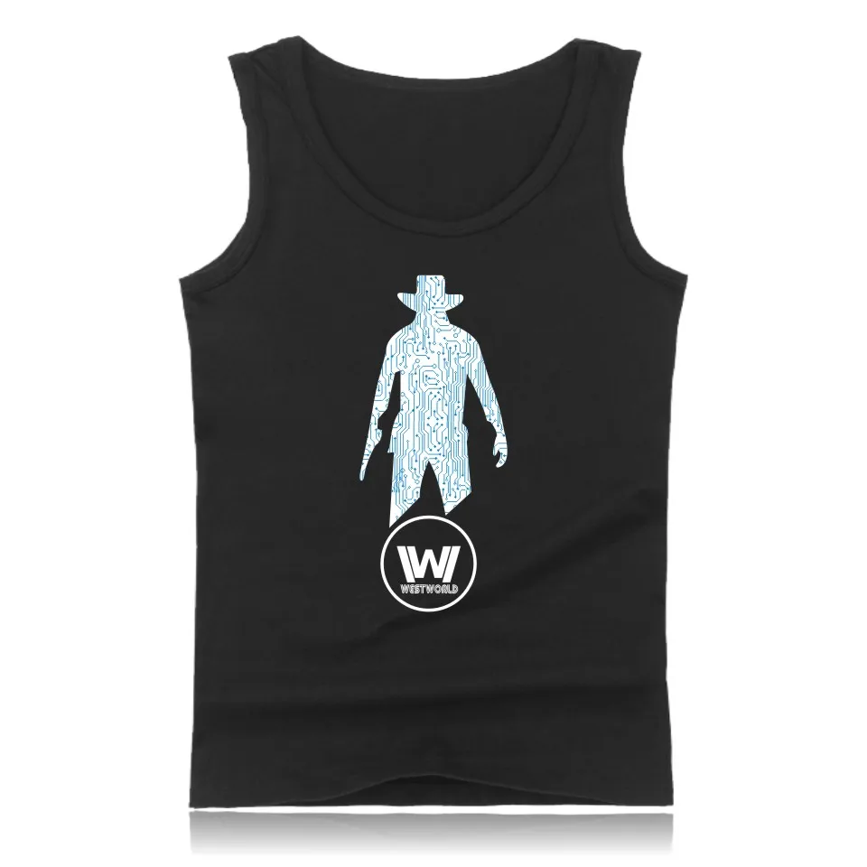 WESTWORLD Модный хлопковый топ на бретелях мужская рубашка без рукавов одежда и
