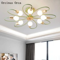 nordic modern simple led green ceiling lamp living room dining room bedroom creative personality tieyi flower ceiling lamp