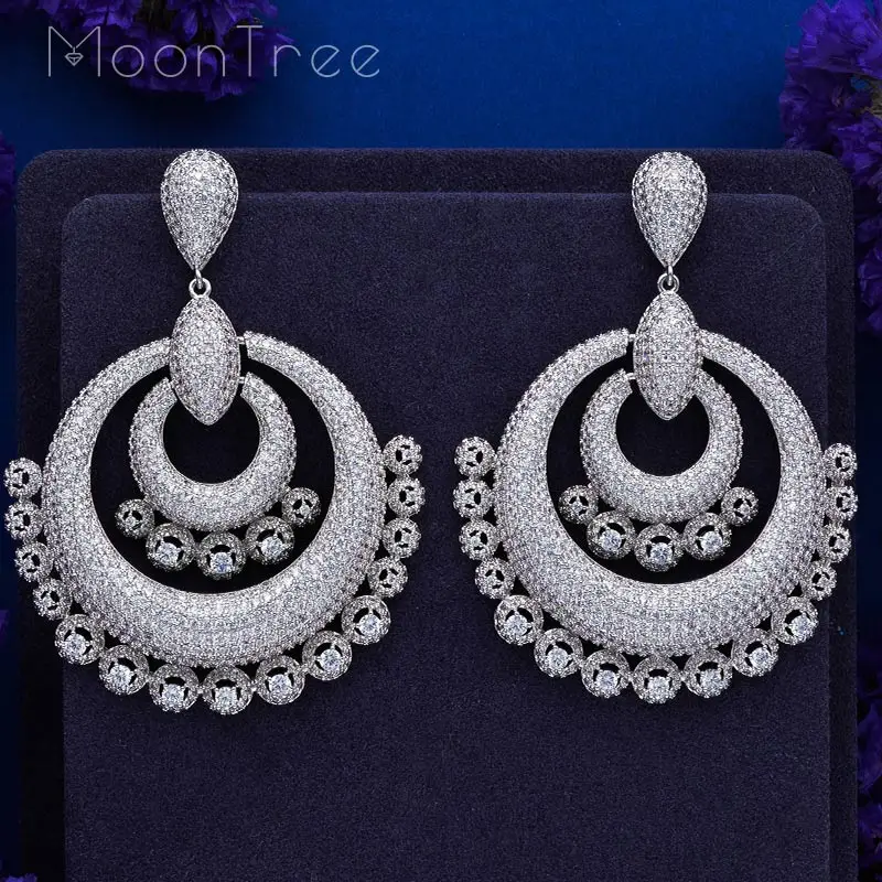 MoonTree Роскошный цветок круглый полный Мирко проложили Microl циркония свадебные