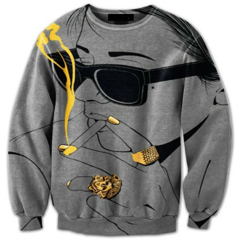 Liu Maohua 2018 Summer New Fashion Men's Wear Women's Golden Smoke Funny 3D Print Casual Cool T-Shirt | Мужская одежда