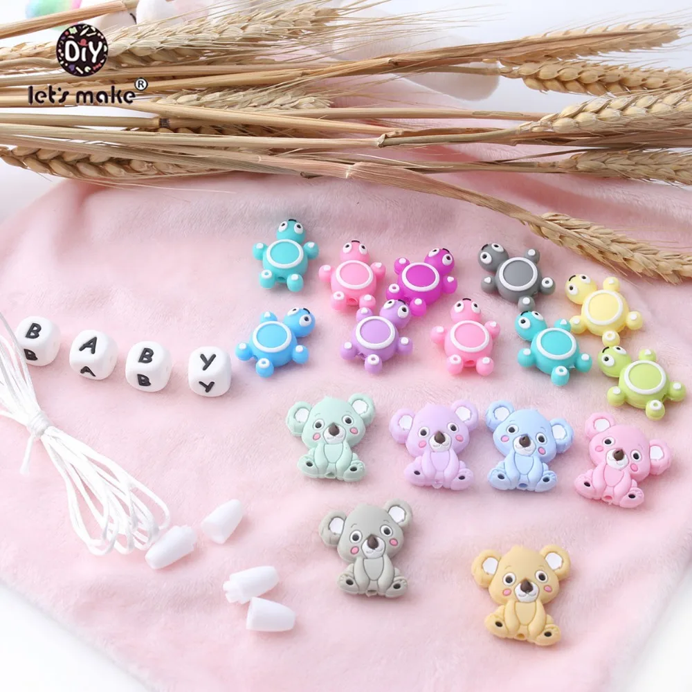 Let's Make Baby Teether 1Set Perle Silicone Beads Koala Crown Letters Making Jewelry Necklace Teething Toys Nurse Gifts Products | Мать и