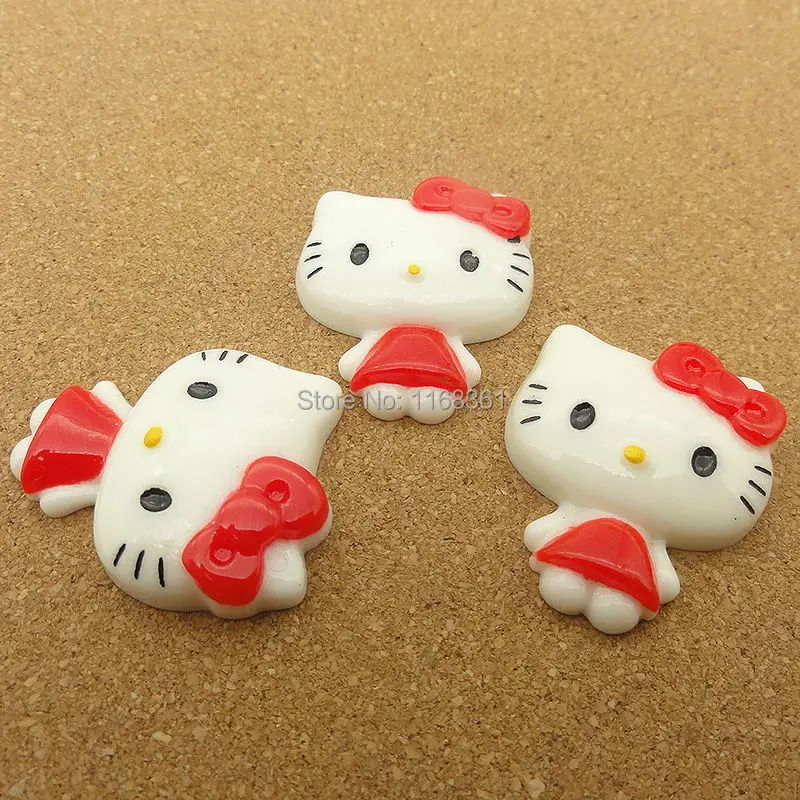 1 шт./лот плоской задней смола красный с большой головой кота 31 мм кабошонов