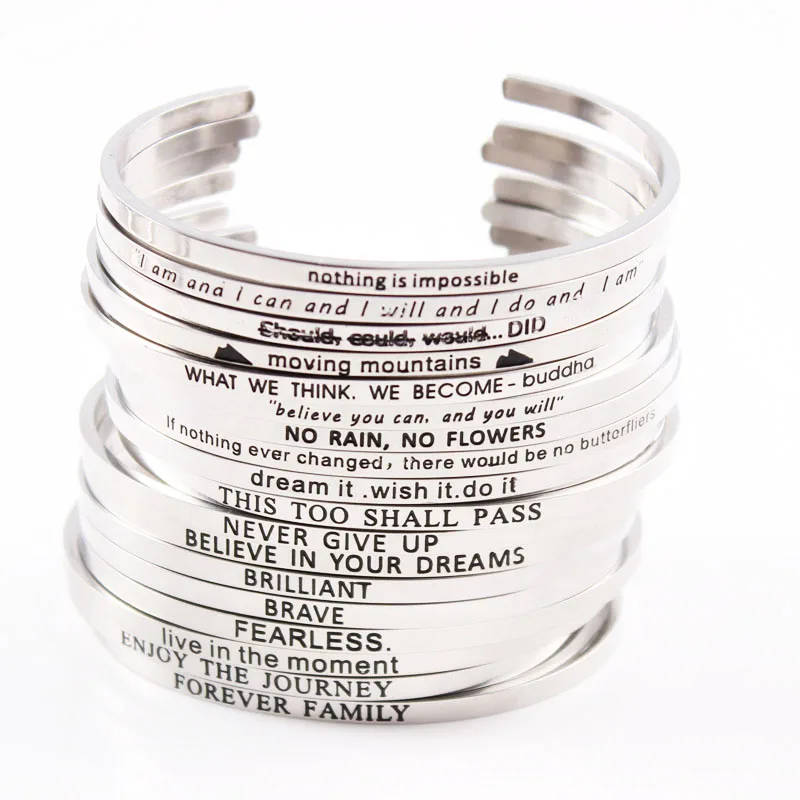 

The Best Is Yet To Come Stainless Steel Engraved Positive Inspirational Quote Cuff Mantra Bracelet Bangle For Best Gifts