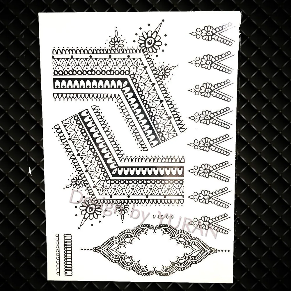 Индия, этно-стиль, богемный Лев, Ловец снов, Временные татуировки, наклейки, поддельные украшения для женщин, девушек, тату, черный цветок, поддельные татуировки, черепаха - Цвет: GBMLS1019