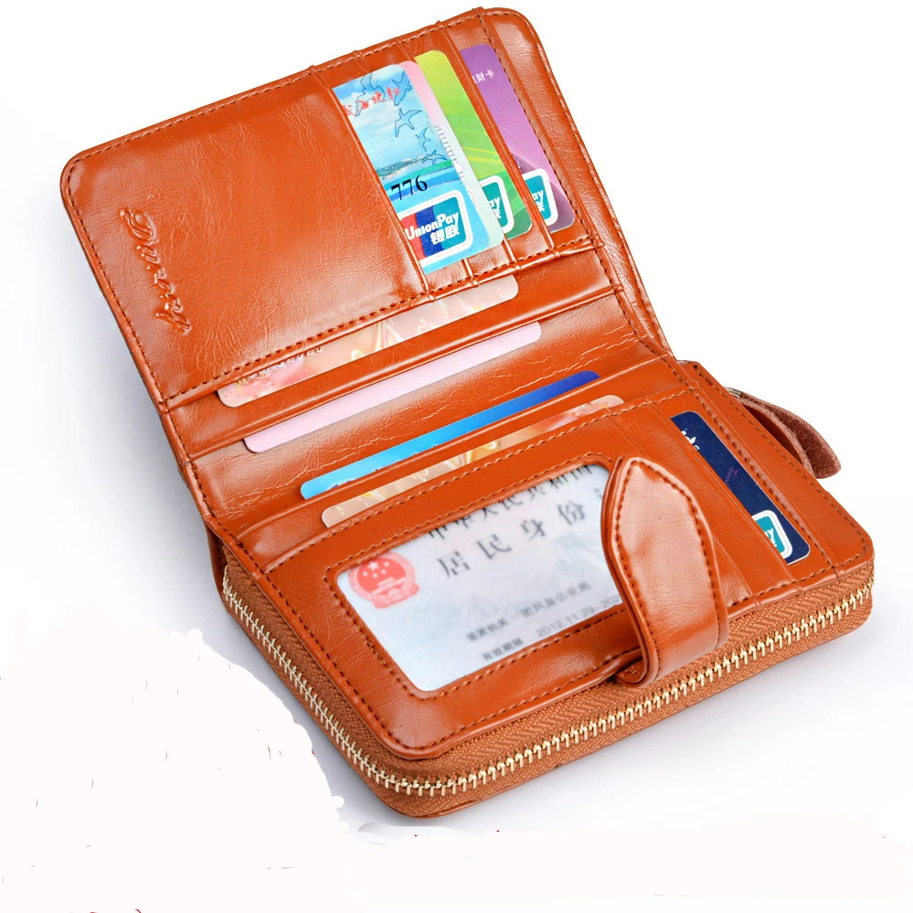 Женские короткие кошельки из натуральной кожи маленький кошелек на молнии с