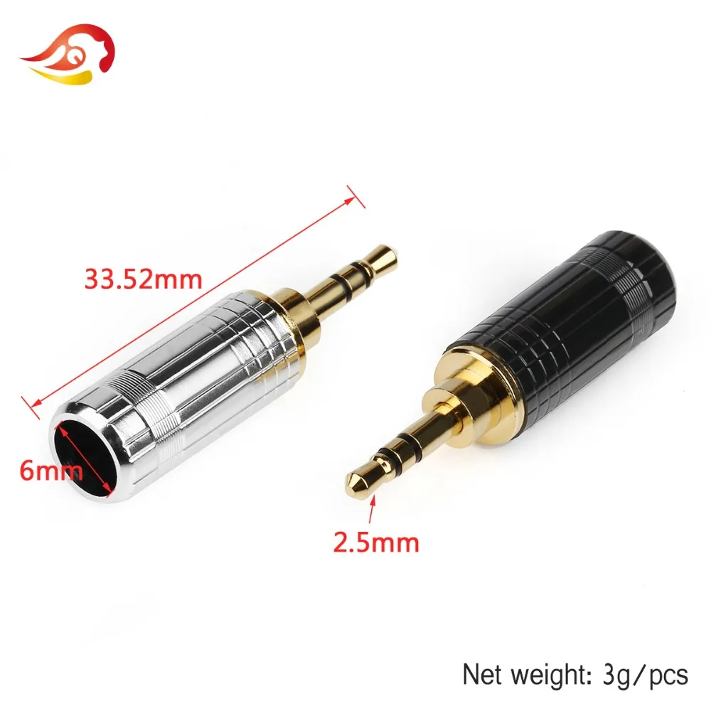 QYFANG 10 шт. 2 5 мм аудио разъем 3 полюсный стерео наушник штекер Адаптер HiFi наушники 6 0