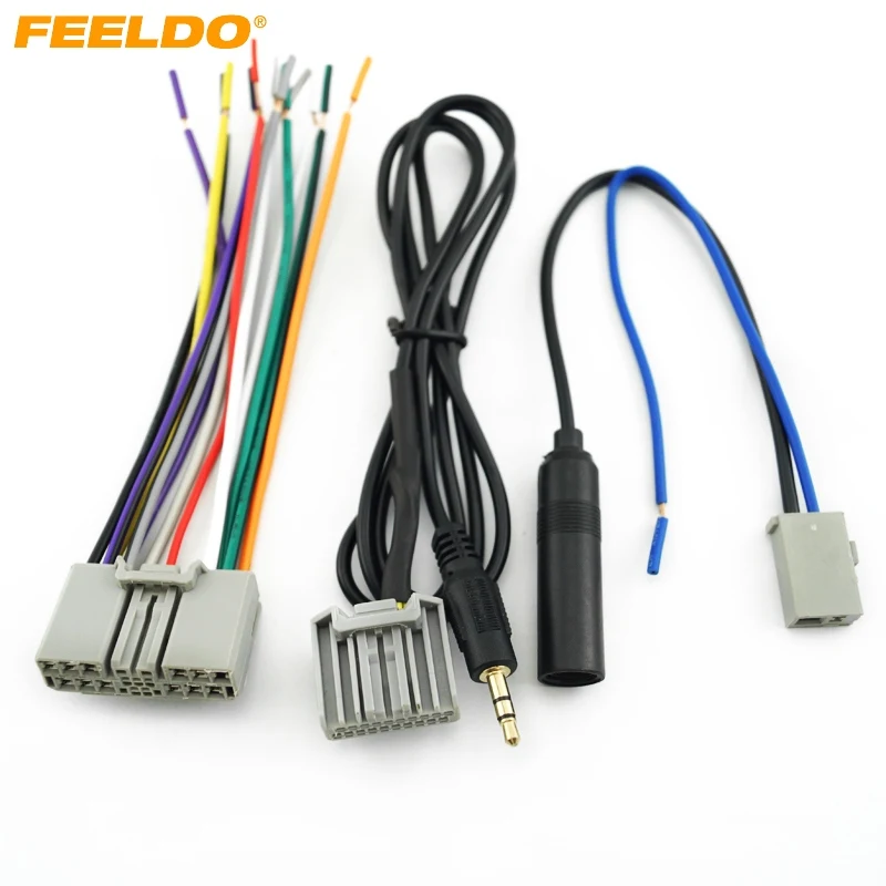 FEELDO 1 компл. Автомобильный Головной блок ремень/AUX/антенный адаптер для Honda