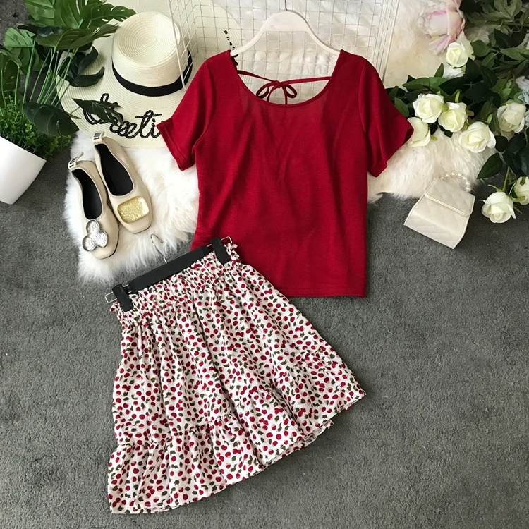 2019 Новый Модный женский комплект из двух предметов летняя Милая футболка с