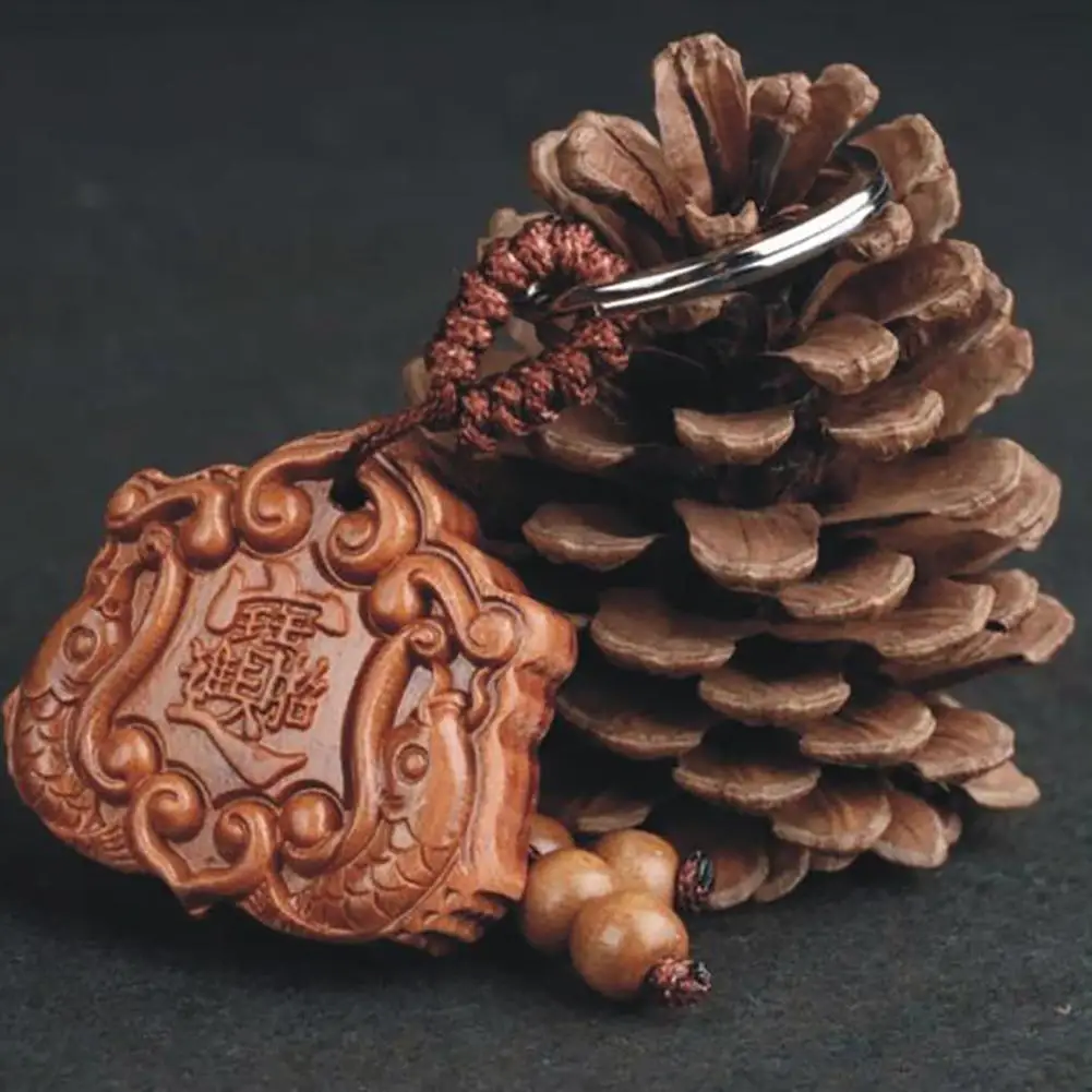 Натуральные персиковые двусторонний деревянный молоток брелок рыба карабином и