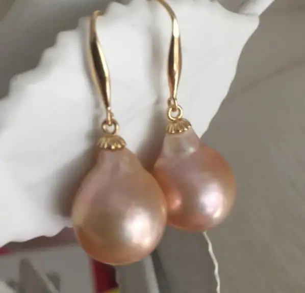 Огромный золотой розовый жемчуг 11-13 мм Подвеска 14/k