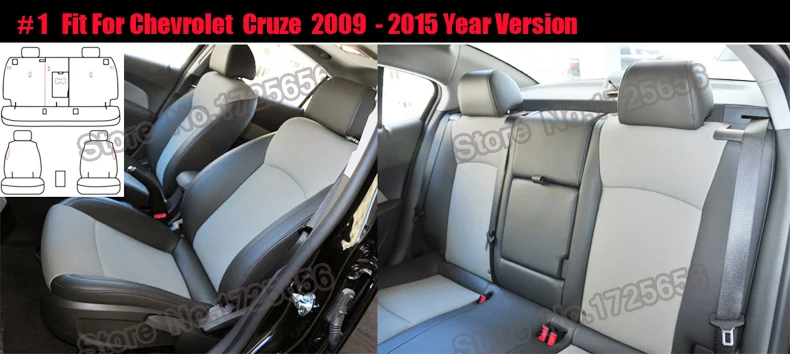AutoDecorun 15 шт./компл. сиденье из натуральной кожи чехлы для Chevrolet Cruze 2009 2010 2011 2012- Сиденье коврики для стола или пола аксессуары