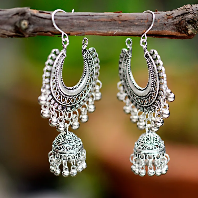 Новинка 2019 Винтажные серьги кисточки в виде колокольчиков Jhumka из Египта для