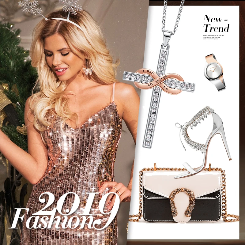Cdyle женское серебряное ожерелье с крестом украшено кристаллами collier femme
