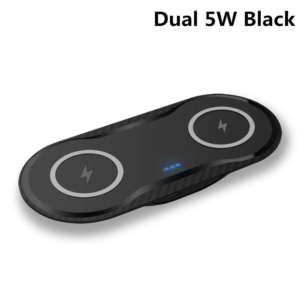 Dual 5W Black 20 Вт Быстрое двойное Qi Беспроводное зарядное устройство для iPhone 11 Pro XS XR X 8 Airpods 10 Вт Быстрая зарядка двойная зарядная подставка для samsung S10 S9 S8 - Тип штекера: Dual 5W Black