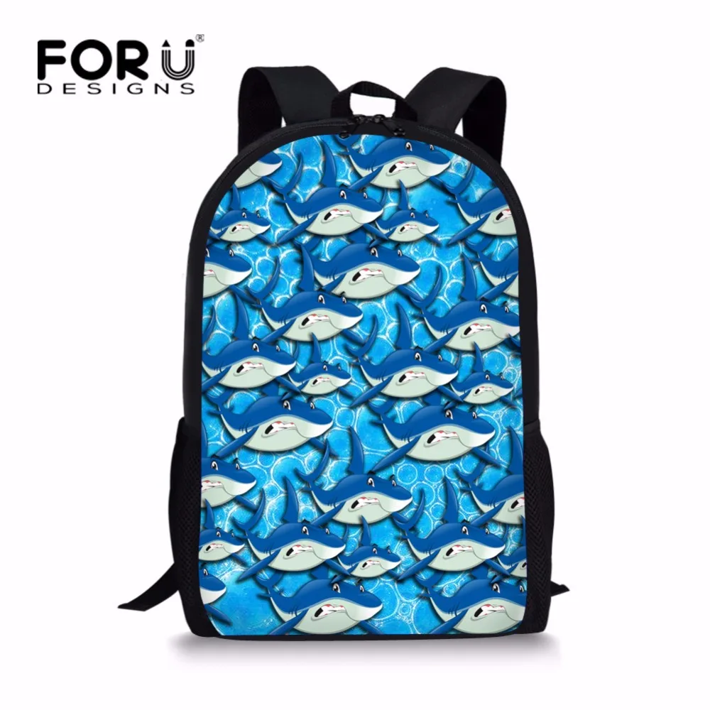 

FORUDESIGNS Cool Printing Shark Dolphin Backpack for Teen Boy Girls Personalized Primary Kids Bagpack Little Child School Bag