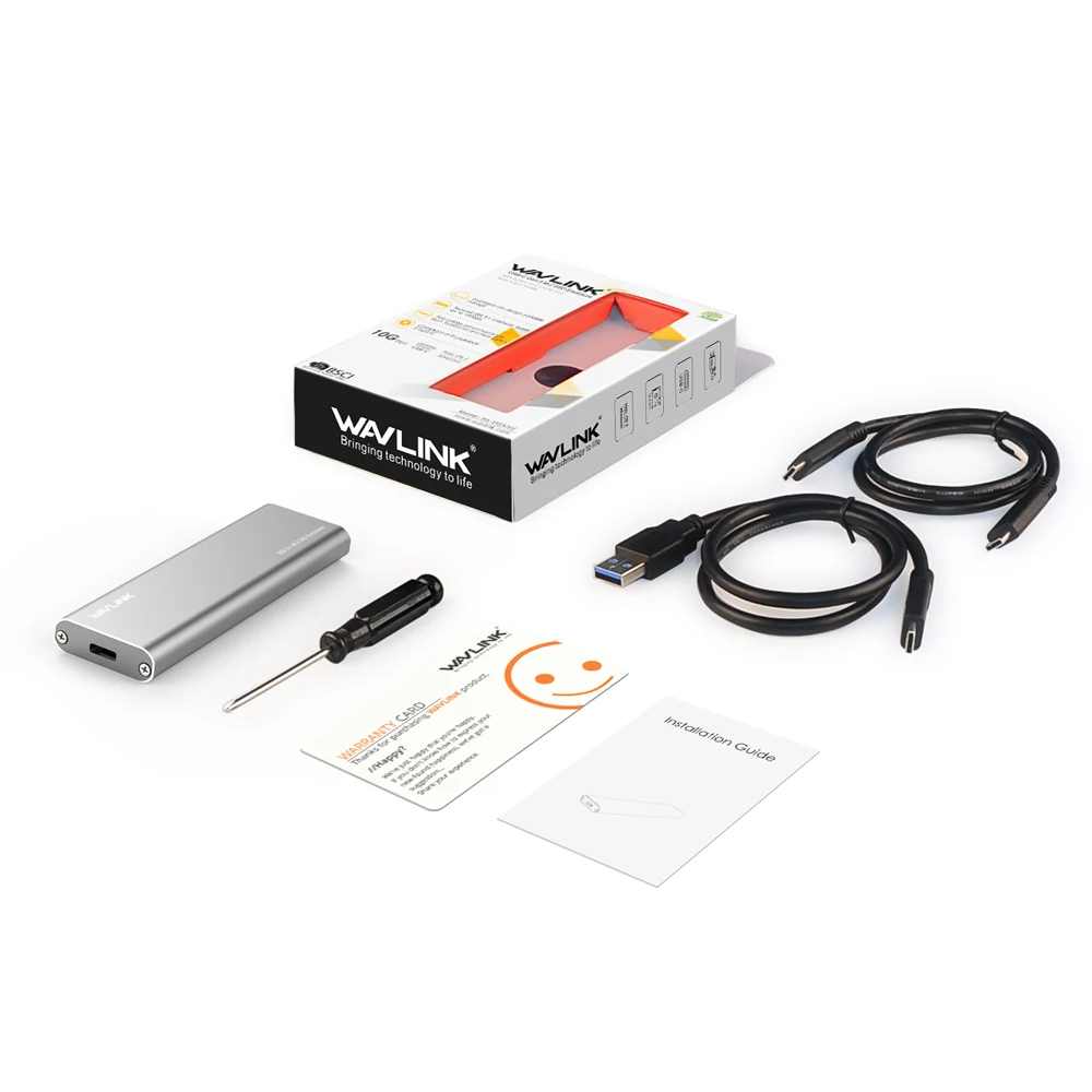 Мини док станция Wavlink USB3.1 Type C Gen 2 10 Гбит/с M.2 SSD корпус B Ключ NGFF SATA HDD диск для 2230/2242