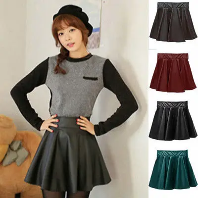 Шикарные женские юбки из искусственной кожи милая эластичная юбка с высокой