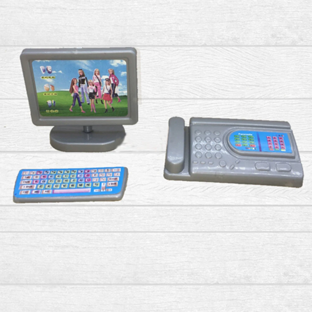 1 Набор компьютерная мебель для кукол Детская игрушечная миниатюрный кукольный