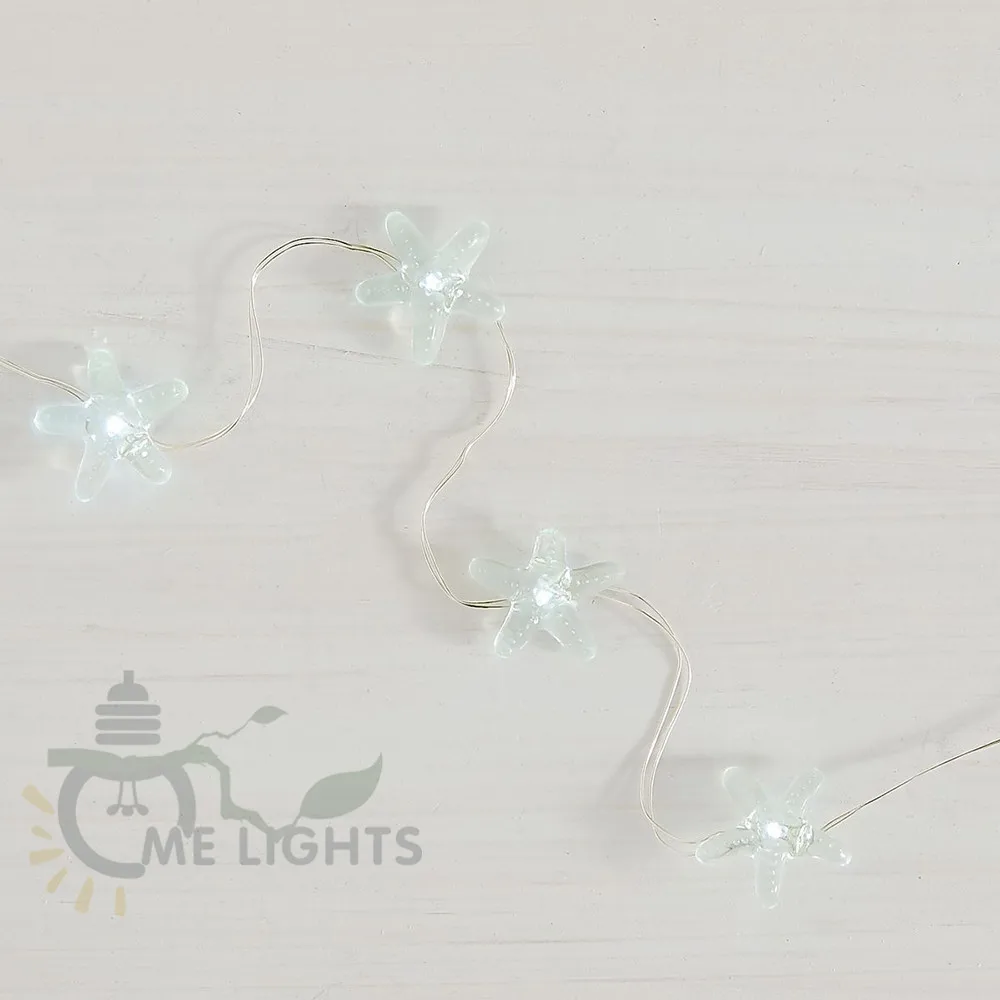 Гирлянда с 30 светодиодами в виде морской звезды питание от батарейки AA