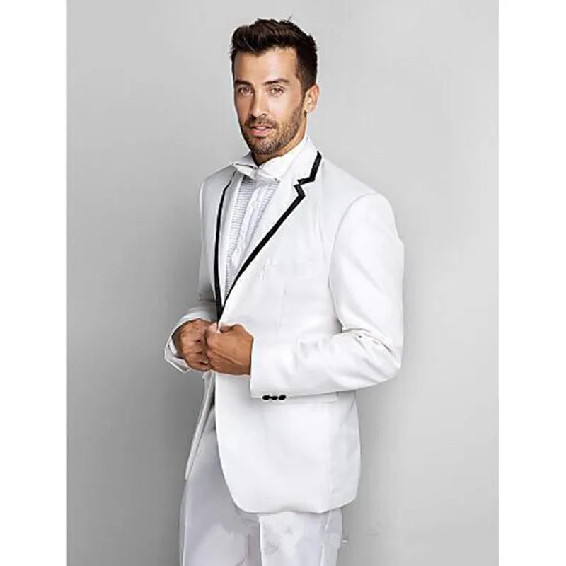 

Двойка индивидуальный заказ One Button Slim Fit Белый Свадебные платья, смокинги Для мужчин костюмы Для мужчин Жених костюм смокинг (куртка + брюки + ...