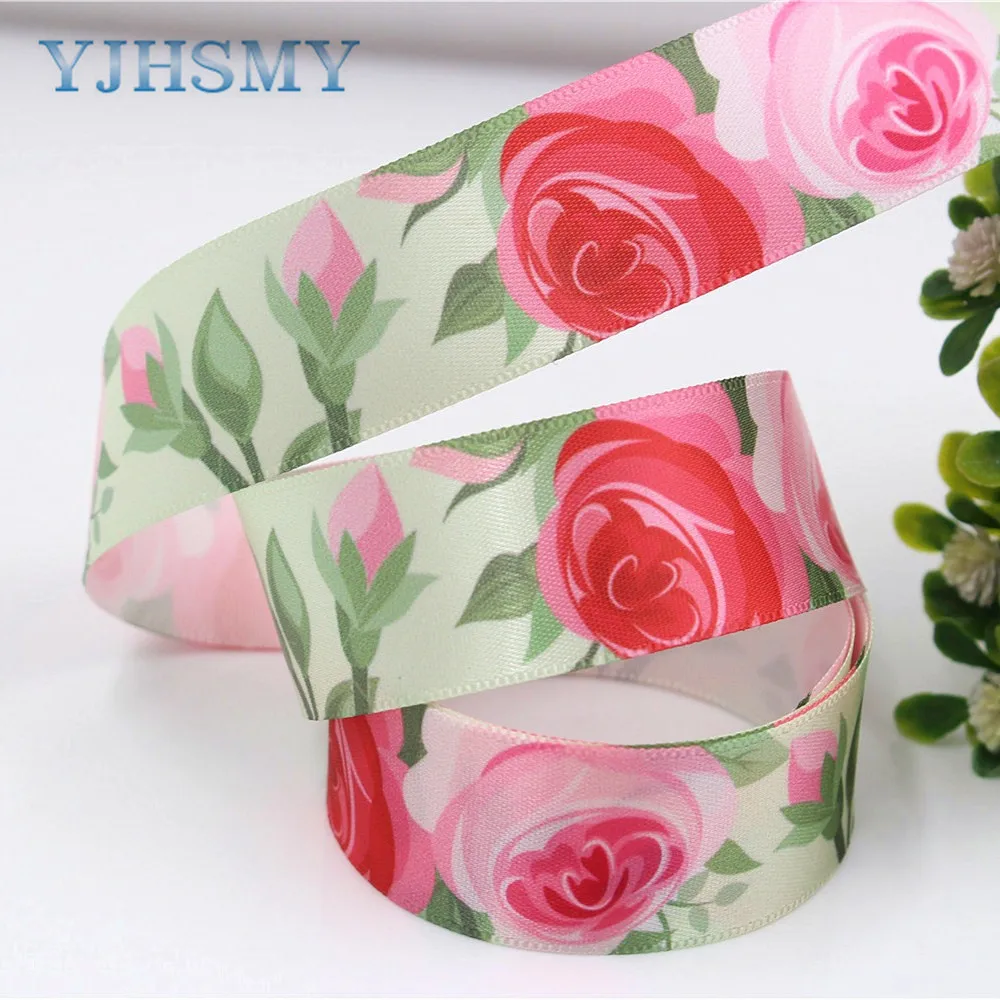 Цветочные атласные ленты YJHSMY 1711141 25 мм 10 ярдов для шитья свадебные аксессуары
