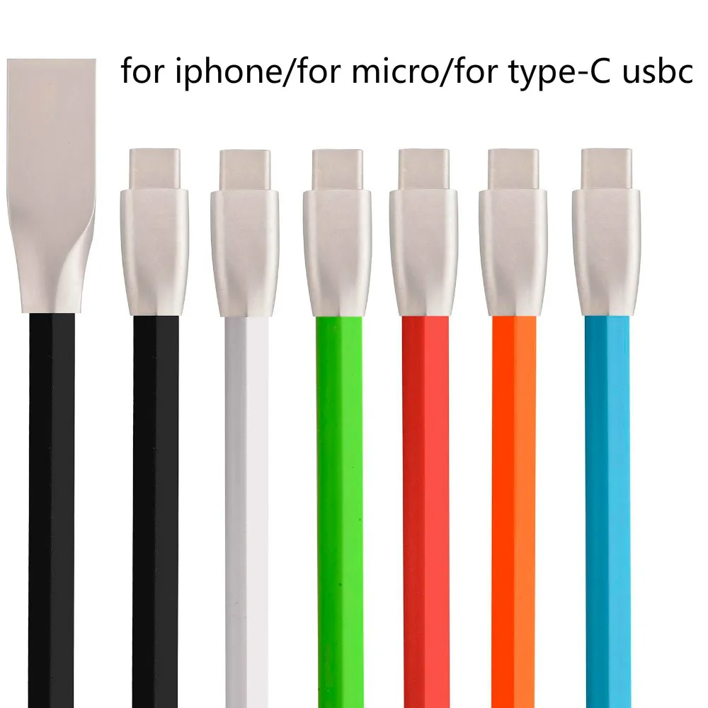 50 шт./лот плоский Лапша 3D 2A цинковый сплав USB 3 1 Type C кабель быстрое зарядное
