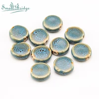 10pcs charm flat round ceramic beads for diy bracelet jewelry making accessory cube square chinese porcelain spacer bead crafts