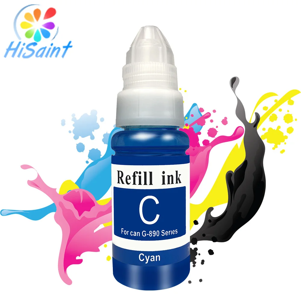Hisaint 4 Bottle Refill Dye Ink for Canon GI-490 GI-790 GI-890 Pixma G1000 G1100 G1400 G2400 G3400 G2000 G3000 Printer Cartridge |
