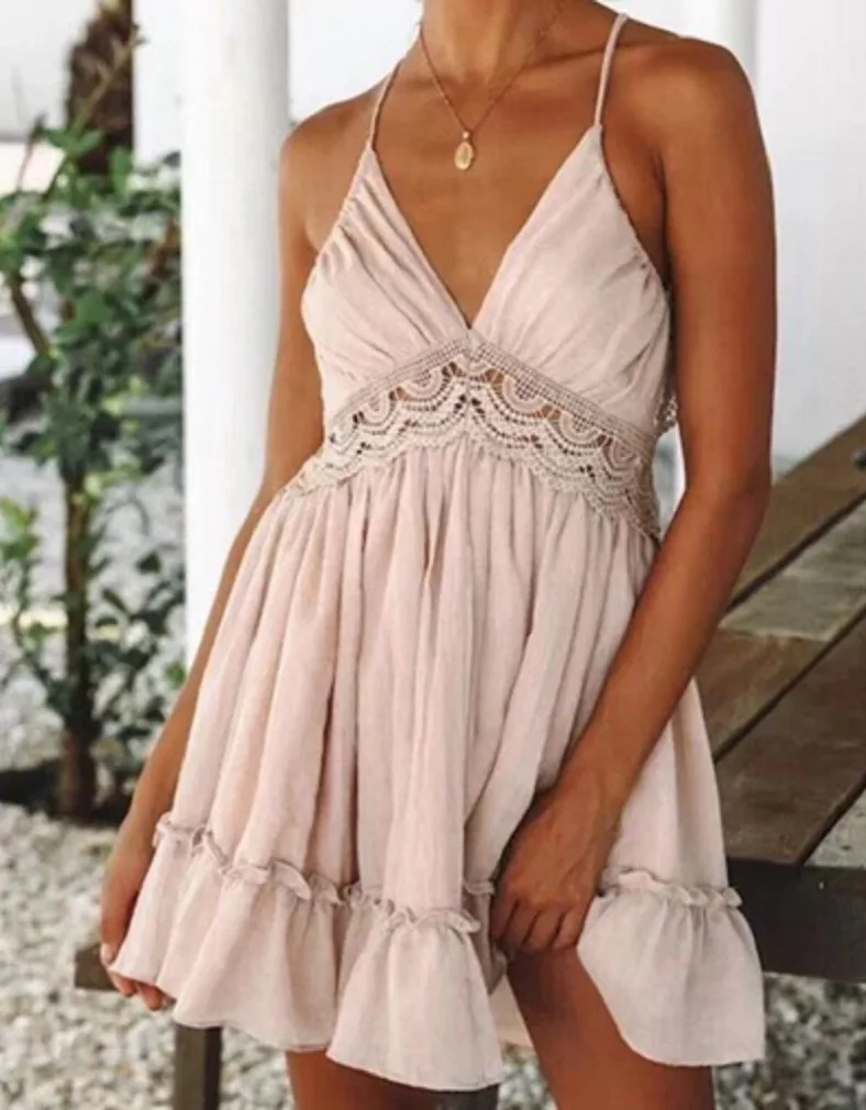 Женское Хлопковое платье с открытой спиной белый синий летний кружевной