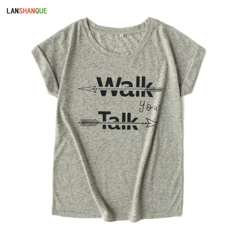 Женская футболка с короткими рукавами Walk your Talk повседневная забавным принтом для
