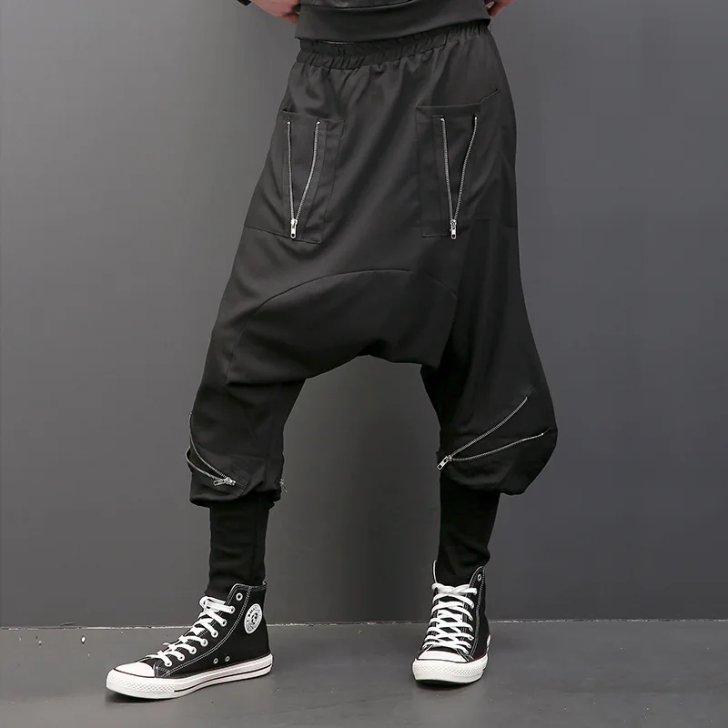 

Hot 2022 Europe Tide Male Street Personality Zipper Large Crotch Harem Pants New Men's Casual Pants Hip Hop Men Skateboard Pants