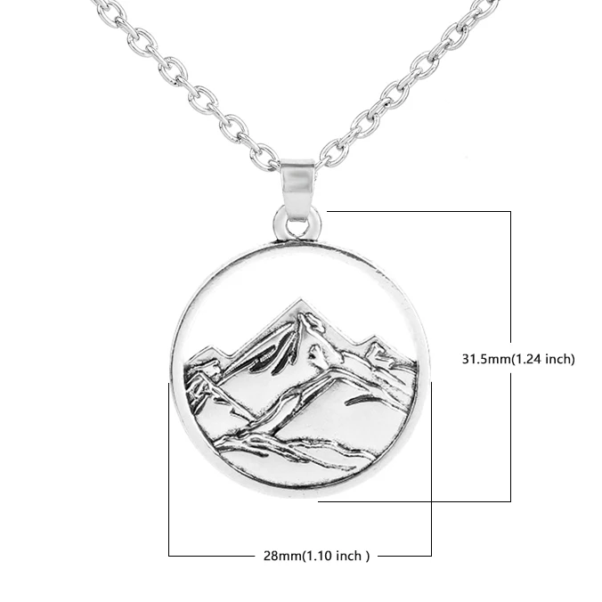 Antique silver My shape пейзаж горы и реки Кемпинг колье ожерелье дерево кулон Круглый талисманы Кемперы полый кулон аксессуары - Окраска металла: Antique silver
