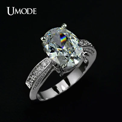 UMODE 4 зубца настройки 13*10 мм 5 карат овальной резки Большой AAA + фото для женщин