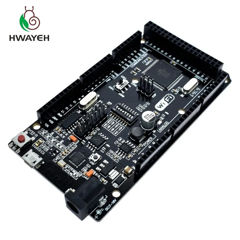 HWAYEH Mega2560 + WiFi R3 ATmega2560 ESP8266 32 Мб памяти Φ CH340G. Совместимость с Arduino Mega NodeMCU для WeMos |
