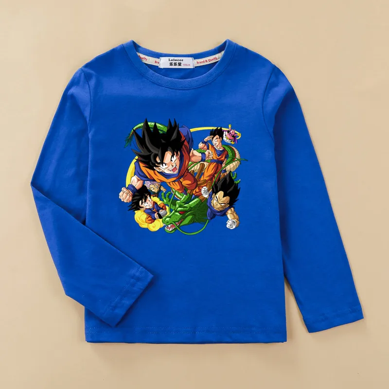 3D Гоку мультфильм Dragon Ball футболка для мальчиков г. Осенняя повседневная детская одежда с длинными рукавами футболки из хлопка для маленьких мальчиков