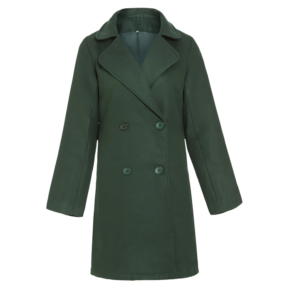 Women Slim Overcoat Winter Autumn Spring Double Breasted Turn Down Collar Outerwear 3 Colors Cotton Fashion Windproof Girls Coat | Женская