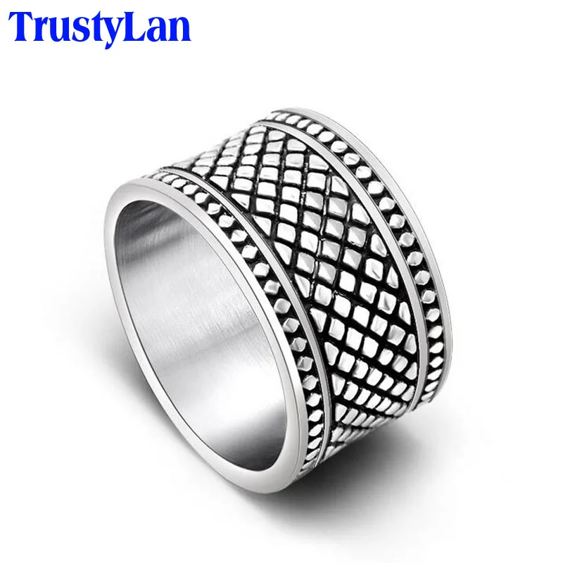 Trustylan супер 13 мм широкий холодный человек кольцо Нержавеющая сталь мужские