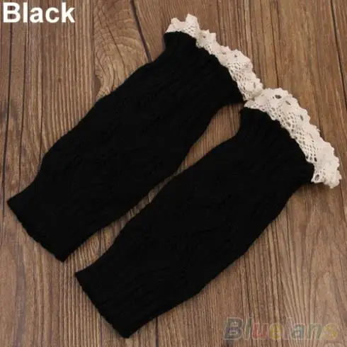 Популярные женские вязаные носки с кружевной отделкой гетры манжетами для обуви